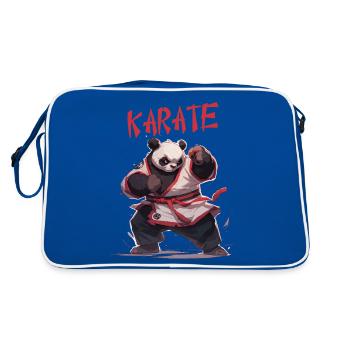 Lustiger japanischer Karate Panda Kawaii Karateka - Retro Tasche - Blau/Weiß - Hinten
