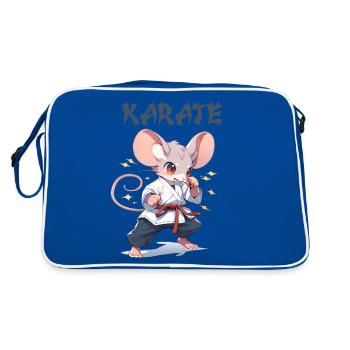 Lustige japanische Karate Maus Kawaii Karateka - Retro Tasche - Blau/Weiß - Hinten