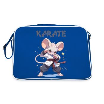 Lustige japanische Karate Maus Kawaii Karateka - Retro Tasche - Blau/Weiß - Hinten