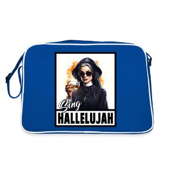 Sexy Nun Drinks Alcohol Funny Saying - Retro Bag - blue/white - Back