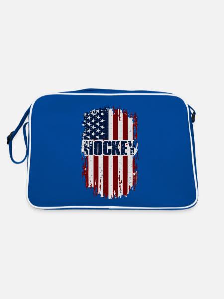 HOCKEY Amerika USA Grunge Flagge - Retro Tasche - Blau/Weiß - Hinten