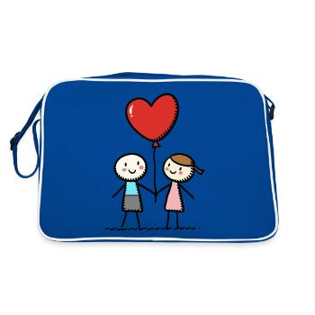 Stick Figure Amoureux Couple Couple Amour - Sac Retro - bleu/blanc - Dos