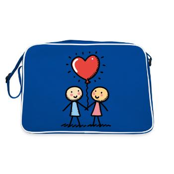 Stick Figure Amoureux Couple Couple Amour - Sac Retro - bleu/blanc - Dos
