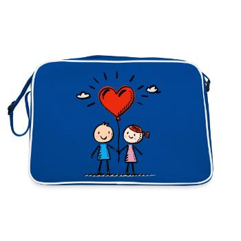 Stick Figure Amoureux Couple Couple Amour - Sac Retro - bleu/blanc - Dos