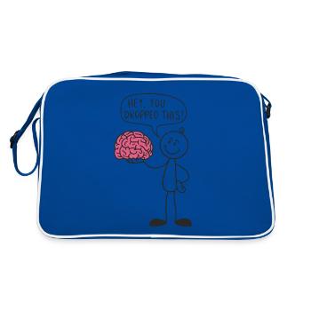 Stick Figure With Brain Funny Saying - Retro Bag - blue/white - Back