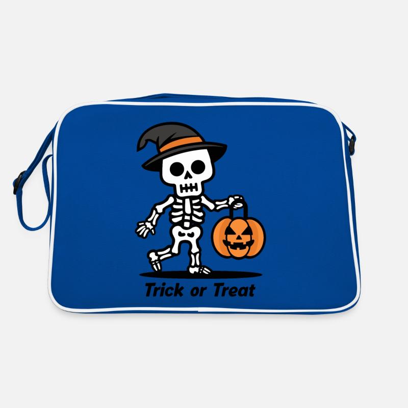 Cute Skeleton with Pumpkin Lantern Halloween Retro Bag
