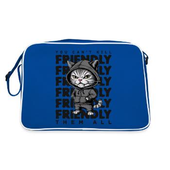 Genervte Katze Lustiges Katzen Spruch - Retro Tasche - Blau/Weiß - Hinten