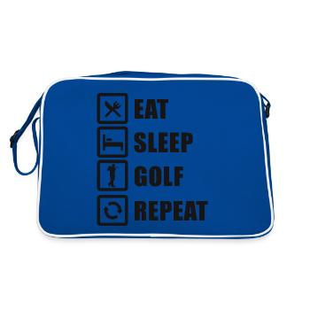 Eat Sleep Golf Repeat Golfspieler - Retro Tasche - Blau/Weiß - Hinten