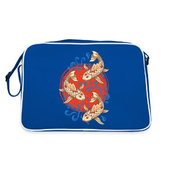 Koi Fische Koi Karpfen Liebhaber - Retro Tasche - Blau/Weiß - Hinten