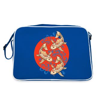 Koi Fische Koi Karpfen Liebhaber - Retro Tasche - Blau/Weiß - Hinten