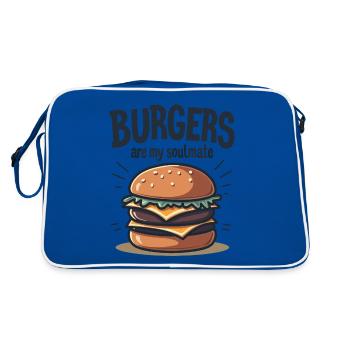 Burgers are my Soulmate Hamburger Fast Food - Retro Tasche - Blau/Weiß - Hinten