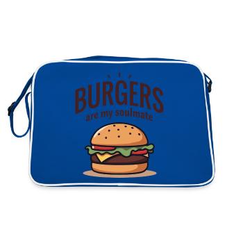 Burgers are my Soulmate Hamburger Fast Food - Retro Tasche - Blau/Weiß - Hinten