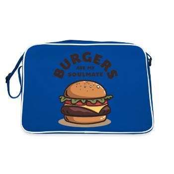 Burgers are my Soulmate Hamburger Fast Food - Retro Tasche - Blau/Weiß - Hinten