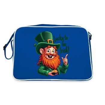 Lucky to be Irish – St. Patrick's Day Leprechaun - Retro Bag - blue/white - Back