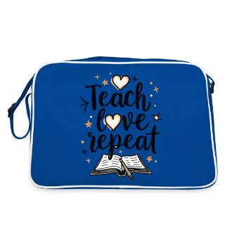Teach Love Repeat – Teacher Educator Education School - Retro Bag - blue/white - Back
