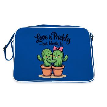 Love is Prickly – Sweet Cactus Love for Couples - Retro Bag - blue/white - Back