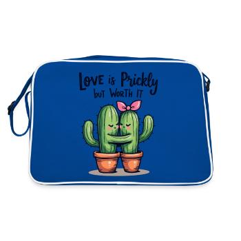 Love is Prickly – Sweet Cactus Love for Couples - Retro Bag - blue/white - Back