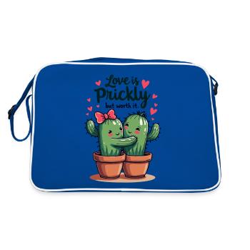 Love is Prickly – Sweet Cactus Love for Couples - Retro Bag - blue/white - Back