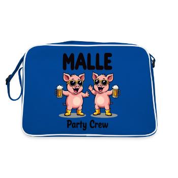 Malle Party Crew Funny Pigs Beer Fun - Retro Bag - blue/white - Back