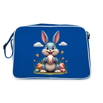 Baseball Happy Eastern Easter Bunny Sport - Retro Bag - blue/white - Back