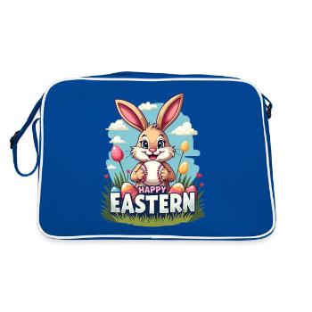 Baseball Happy Eastern Easter Bunny Sport - Retro Bag - blue/white - Back