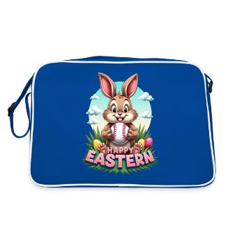 Baseball Happy Eastern Easter Bunny Sport - Retro Bag - blue/white - Back