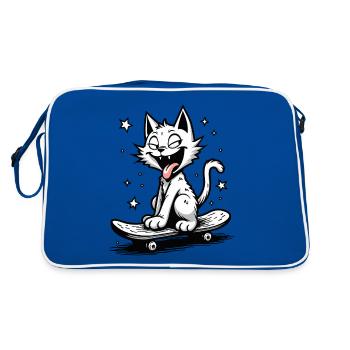 Skateboarder Skater Cat Skateboard Skating - Retro Bag - blue/white - Back