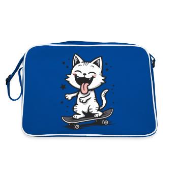 Skateboarder Skater Cat Skateboard Skating - Retro Bag - blue/white - Back