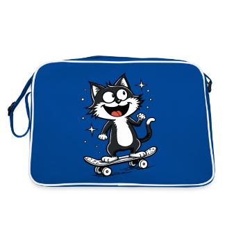 Skateboarder Skater Cat Skateboard Skating - Retro Bag - blue/white - Back