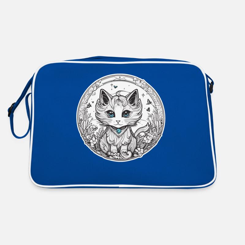 Cat with blue eyes - Retro Bag - blue/white