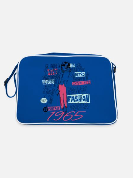 Jahrgang 1965 Geburtstagsgeschenk 1965 Tochter 1965 - Retro Tasche - Blau/Weiß - Hinten