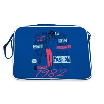 Jahrgang 1982 Geburtstagsgeschenk 1982 Tochter 1982 - Retro Tasche - Blau/Weiß - Hinten