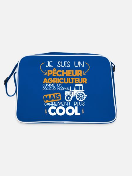 Pêcheur - Pêche - Cadeau - Humour - Agriculteur - Sac Retro - bleu/blanc - Dos