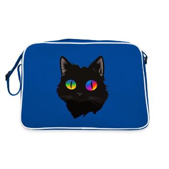 Cat Rainbow Eyes Animal - Retro Bag - blue/white - Back