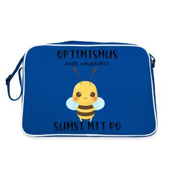Biene Optimismus Sumsi mit Po - Retro Tasche - Blau/Weiß - Hinten