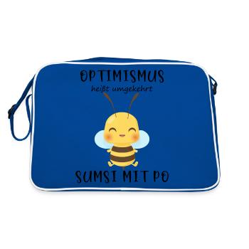 Biene Optimismus Sumsi mit Po - Retro Tasche - Blau/Weiß - Hinten