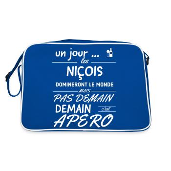 Un jour les NICOIS domineront le monde...apéro - Sac Retro - bleu/blanc - Dos