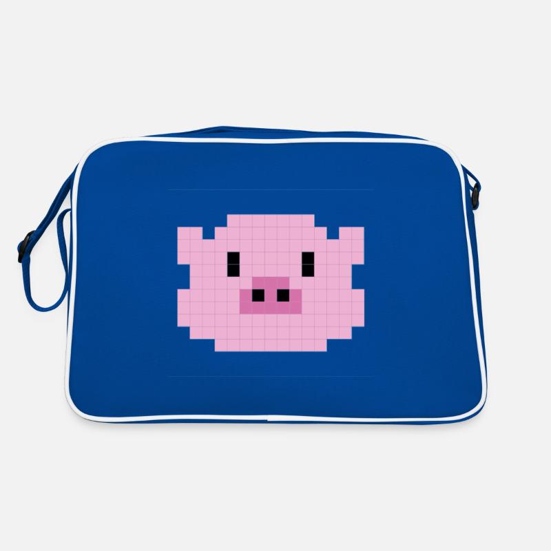 Pixelated pig head - Retro Bag - blue/white