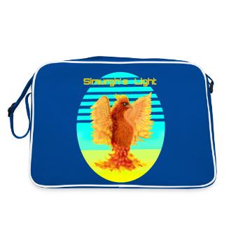 Glowing Orange Cyber Bird: Bird of Happines - Retro Bag - blue/white - Back