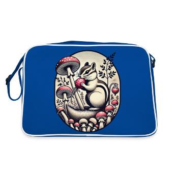 Chipmunk Eating a Turnip Illustration - Retro Bag - blue/white - Back