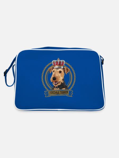 Airedale Terrier - Retro Tasche - Blau/Weiß - Hinten