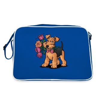 Airedale Terrier - Sac Retro - bleu/blanc - Dos