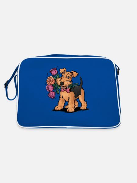 Airedale Terrier - Sac Retro - bleu/blanc - Dos