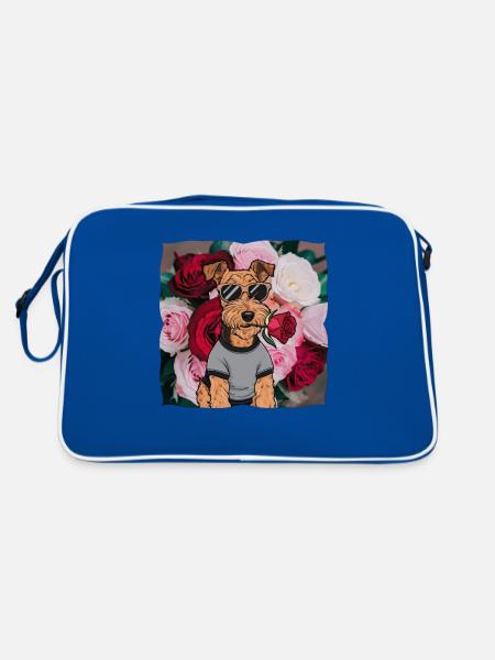 Airedale Terrier - Sac Retro - bleu/blanc - Dos