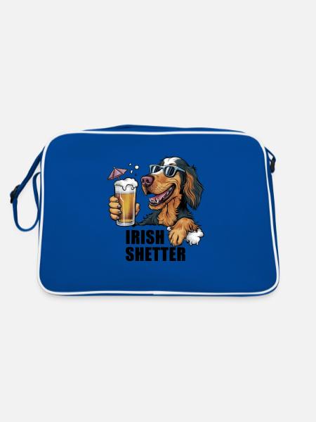 Setter irlandais cool avec bière et lunettes de soleil - Sac Retro - bleu/blanc - Dos