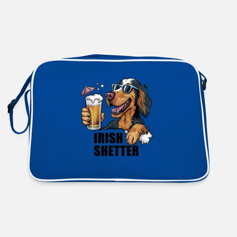Cooler Irish Setter mit Bier und Sonnenbrille Retro Tasche