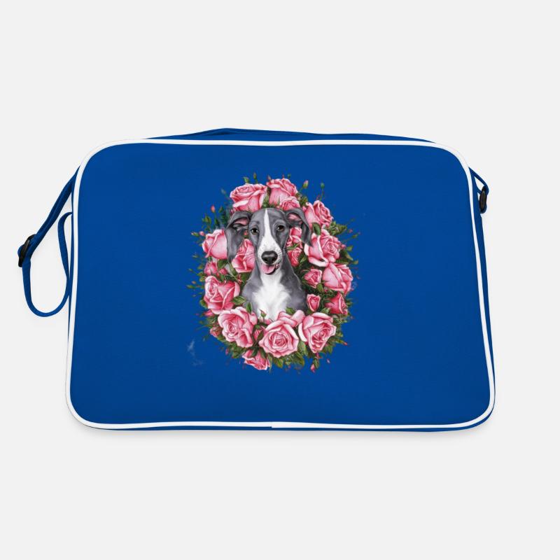 Süßer Windhund mit hübschen Rosen Retro Tasche