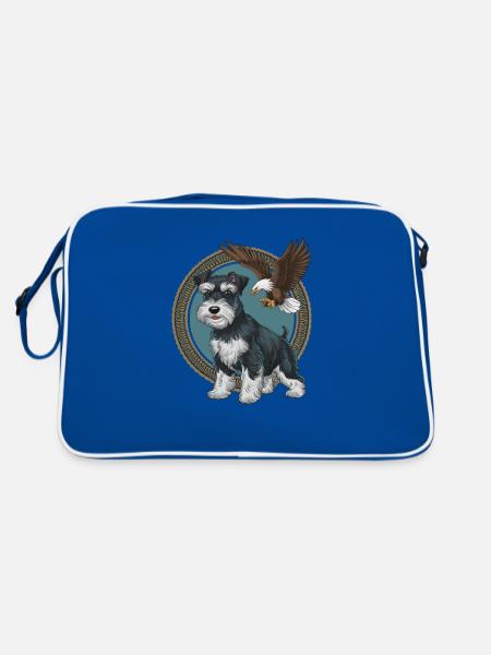 Miniature Schnauzer with majestic bald eagle - Retro Bag - blue/white - Back