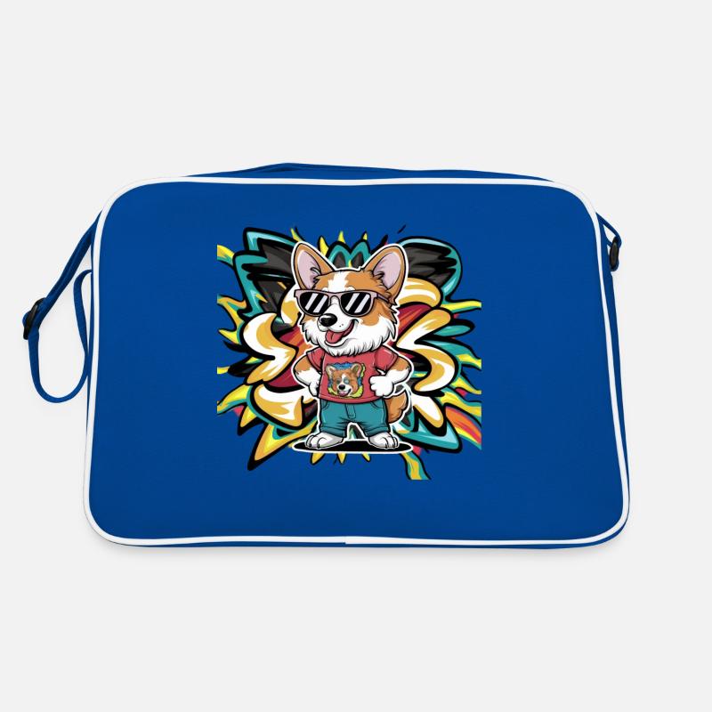 Moderner und cooler Corgi mit Sonnenbrille Retro Tasche