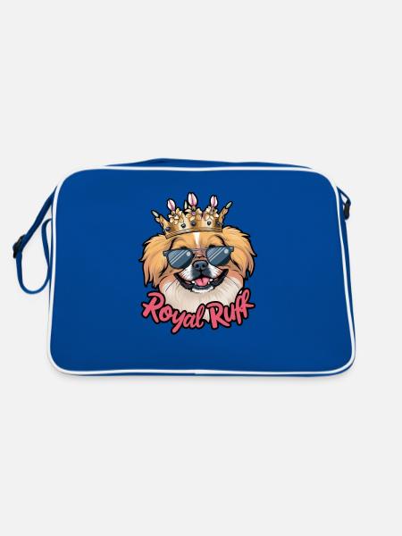 Mignon Pékinois avec couronne et lys - Sac Retro - bleu/blanc - Dos